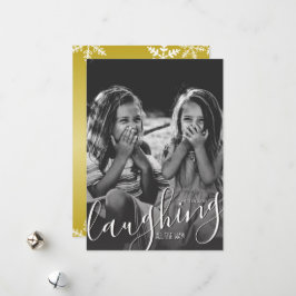 Goudfoto lachen op de hele manier waarop Snowflake Feestdagenkaart