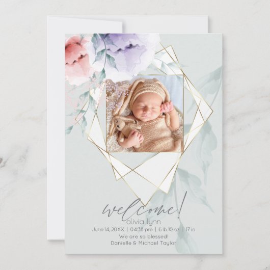 Goudfoto's Lijst koraal en Lila pony's Kaart (Voorkant)