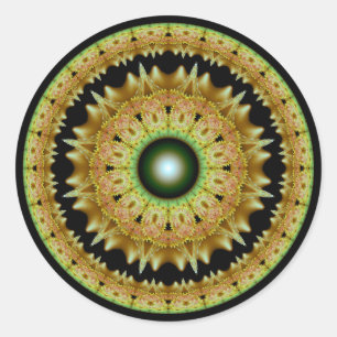 Goudfractal ornament klassieke ronde sticker