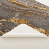 Goudgeaderde grijze marmeren getextureerde achterg sherpa deken (3/4)