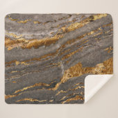 Goudgeaderde grijze marmeren getextureerde achterg sherpa deken (Voorkant (horizontaal))