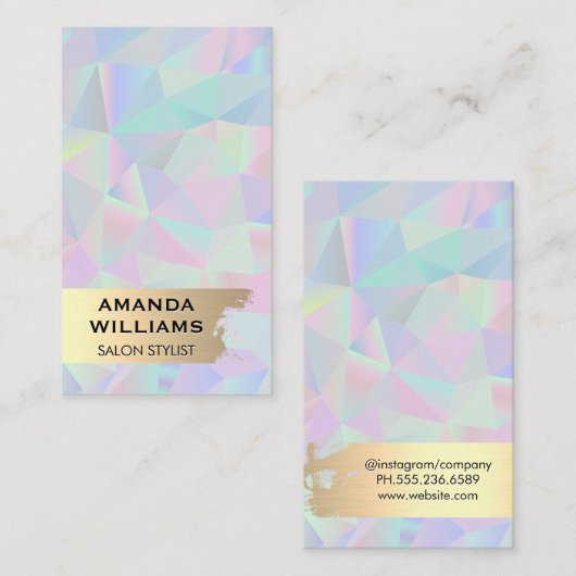 goudgeborsteld | iriserend metallisch geometrisch visitekaartje (Voorkant / Achterkant)