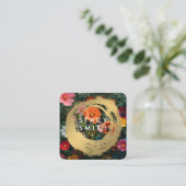 goudgeborsteld | Kleurrijke bloemen Vierkante Visitekaartje (Staand voorkant)