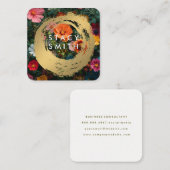 goudgeborsteld | Kleurrijke bloemen Vierkante Visitekaartje (Voorkant / Achterkant)
