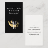 Goudgeborsteld servies | chef-kok visitekaartje (Voorkant / Achterkant)