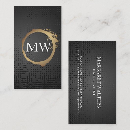 goudgeborsteld | Zwarte metalen achtergrond Visitekaartje (Voorkant / Achterkant)