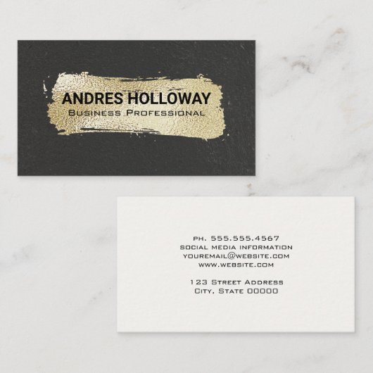 goudgeborsteld | Zwarte muur getextureerd Visitekaartje (Voorkant / Achterkant)