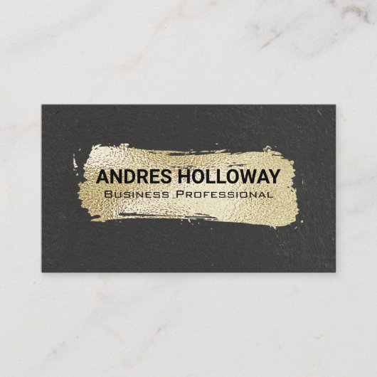 goudgeborsteld | Zwarte muur getextureerd Visitekaartje (Voorkant)