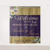 Goudgeel 1e bruiloft Jubileum Welkom Wandkleed (Voorkant)