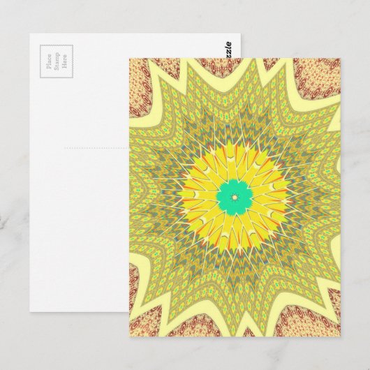 Goudgeel Afrikaans etnisch tribaal patroon Kunst Briefkaart (Voorkant / Achterkant)