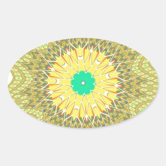 Goudgeel Afrikaans etnisch tribaal patroon Kunst Ovale Sticker (Voorkant)