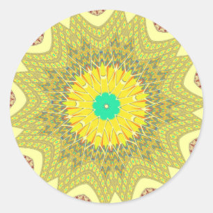 Goudgeel Afrikaans etnisch tribaal patroon Kunst Ronde Sticker