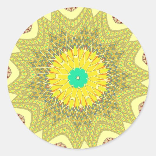 Goudgeel Afrikaans etnisch tribaal patroon Kunst Ronde Sticker (Voorkant)