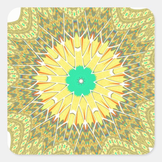 Goudgeel Afrikaans etnisch tribaal patroon Kunst Vierkante Sticker (Voorkant)