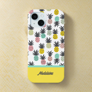 Goudgeel  Ananas Patroon Monogram iPhone 15 Case