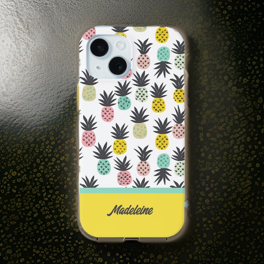 Goudgeel Ananas Patroon Monogram Case-Mate iPhone Case
