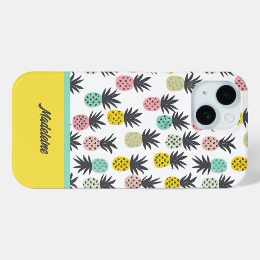 Goudgeel Ananas Patroon Monogram Case-Mate iPhone Case (Achterkant (horizontaal))