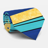 Goudgeel Blauwgroen Blauwe Strepen Stropdas (Opgerold)