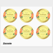 Goudgeel Elegant Floral Rozen Spring Cirkel Ronde Sticker (Vel)