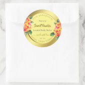 Goudgeel Elegant Floral Rozen Spring Cirkel Ronde Sticker (Tas)