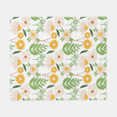 Goudgeel en ivoorwit bloemmotief fleece deken (Voorkant (Horizontaal))