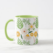 Goudgeel en ivoorwit bloemmotief mok (Links)