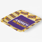 Goudgeel en Paarse Gepersonaliseerde Afstuderen Papieren Bordje (Gebogen)