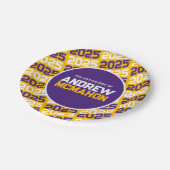 Goudgeel en Paarse Gepersonaliseerde Afstuderen Papieren Bordje (Gekanteld)