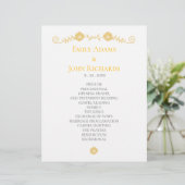 Goudgeel en wit bloemenhuwelijksprogramma briefhoofd (Staand voorkant)