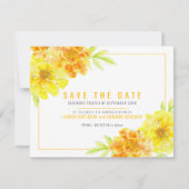 Goudgeel goudsbloem bloemenbruiloft waterverf save the date (Voorkant)