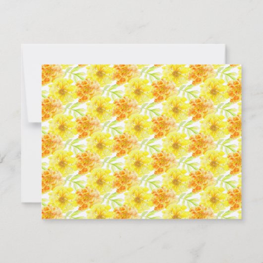 Goudgeel goudsbloem bloemenbruiloft waterverf save the date (Achterkant)