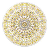goudgeel mandala-patroon keramische knop (Voorkant)