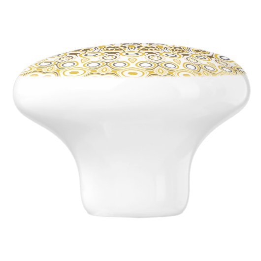 goudgeel mandala-patroon keramische knop (Zijkant)