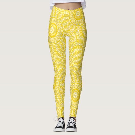 goudgeel mandala-patroon leggings (Voorkant)