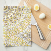 goudgeel mandala-patroon theedoek (Quarter Fold)