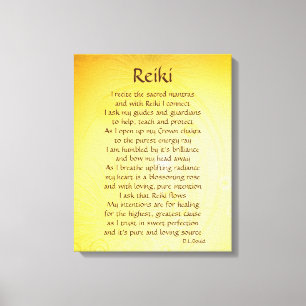 Goudgeel Reiki helende verbinding gedicht Canvas Afdruk