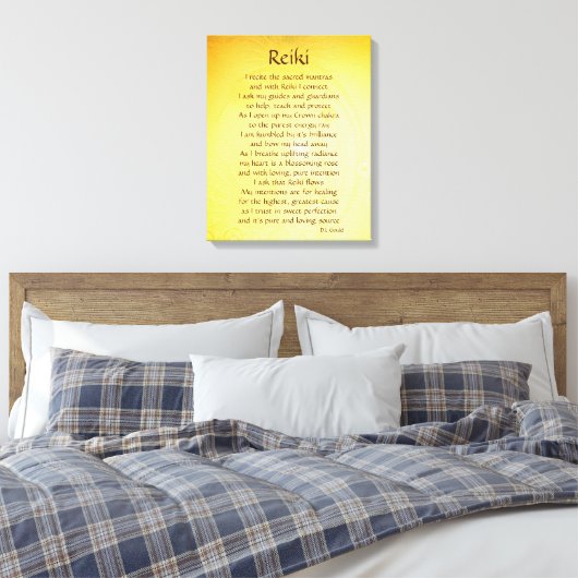 Goudgeel Reiki helende verbinding gedicht Canvas Afdruk (Insitu (Slaapkamer))