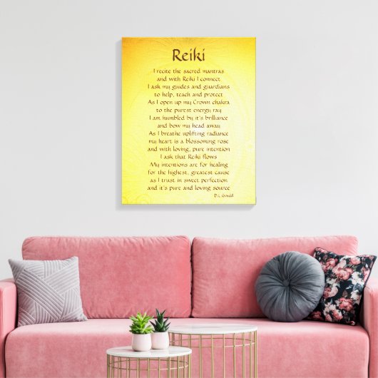 Goudgeel Reiki helende verbinding gedicht Canvas Afdruk (Insitu (Woonkamer))