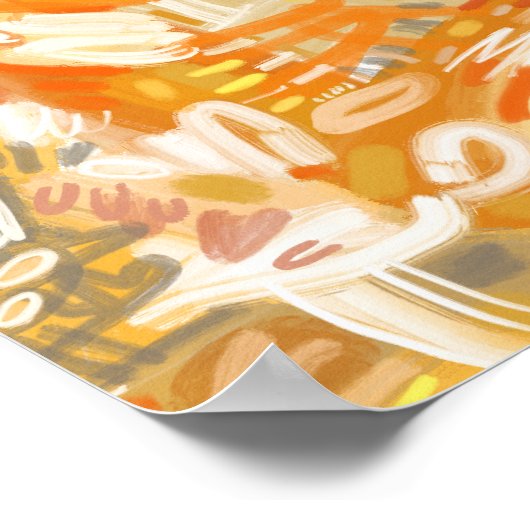 Goudgeel Sinaasappel Warm penseelstreken Abstract Poster (Hoek)