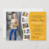 Goudgeel & Wit Filmstrip 6 Foto Afstuderen Kaart (Voorkant)