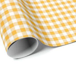 goudgeel | Wit Gingham inpakpapier