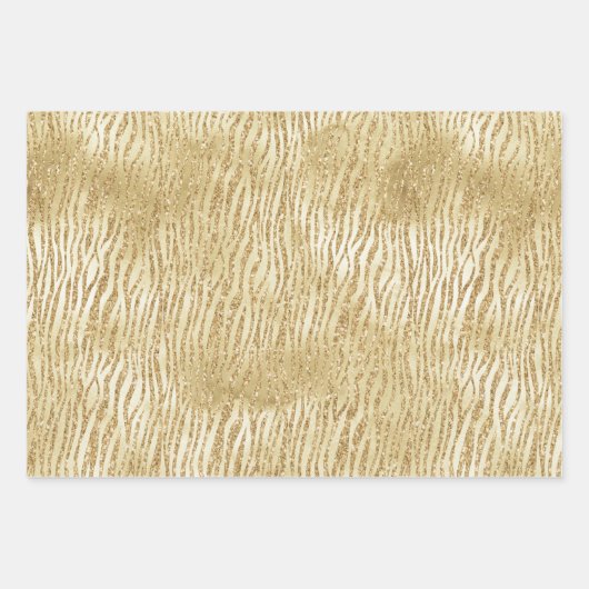 Goudgeel Wit Ombre Zebra Inpakpapier Vel (Voorkant 3)