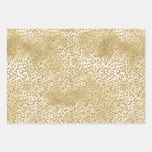 Goudgeel Wit Ombre Zebra Leopard Inpakpapier Vel (Voorkant 2)