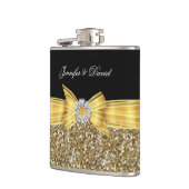 Goudgeel Zwart Diamond Wedding Verloving Heupfles (Links)