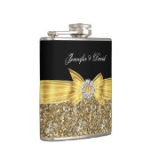 Goudgeel Zwart Diamond Wedding Verloving Heupfles (Rechts)