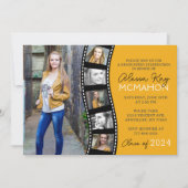 Goudgeel & Zwart Filmstrip 6 Foto Afstuderen Kaart (Voorkant)