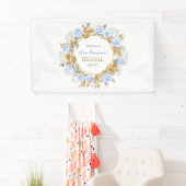 Goudgekuste Blauwe Roos Bruidsdouche Spandoek (Insitu)
