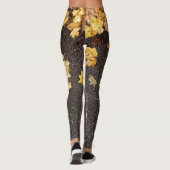 Goudgele appelbladeren naherfstasfalt leggings (Achterkant)