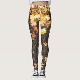 Goudgele appelbladeren naherfstasfalt leggings
