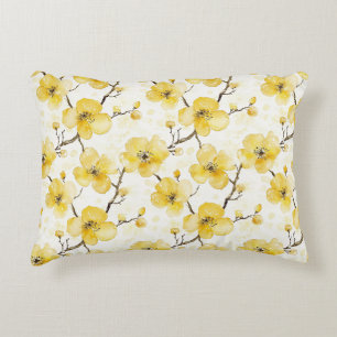 Goudgele bloemen accent kussen